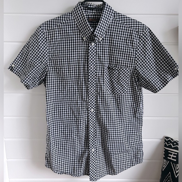Ben Sherman SS Gingham Button Down Shirt | Medium | Black & White - Picture 1 of 5